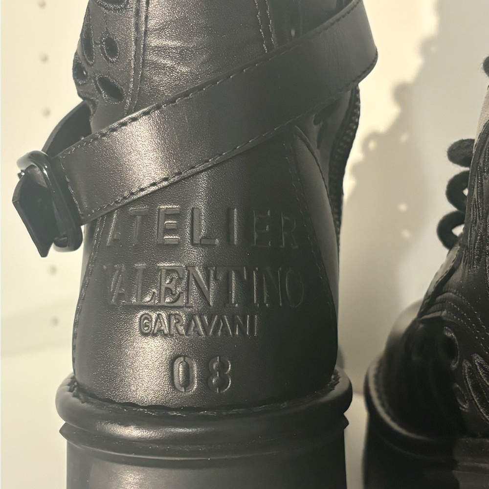 Valentino Garavani Leather Combat Boots - Picture 3 of 8